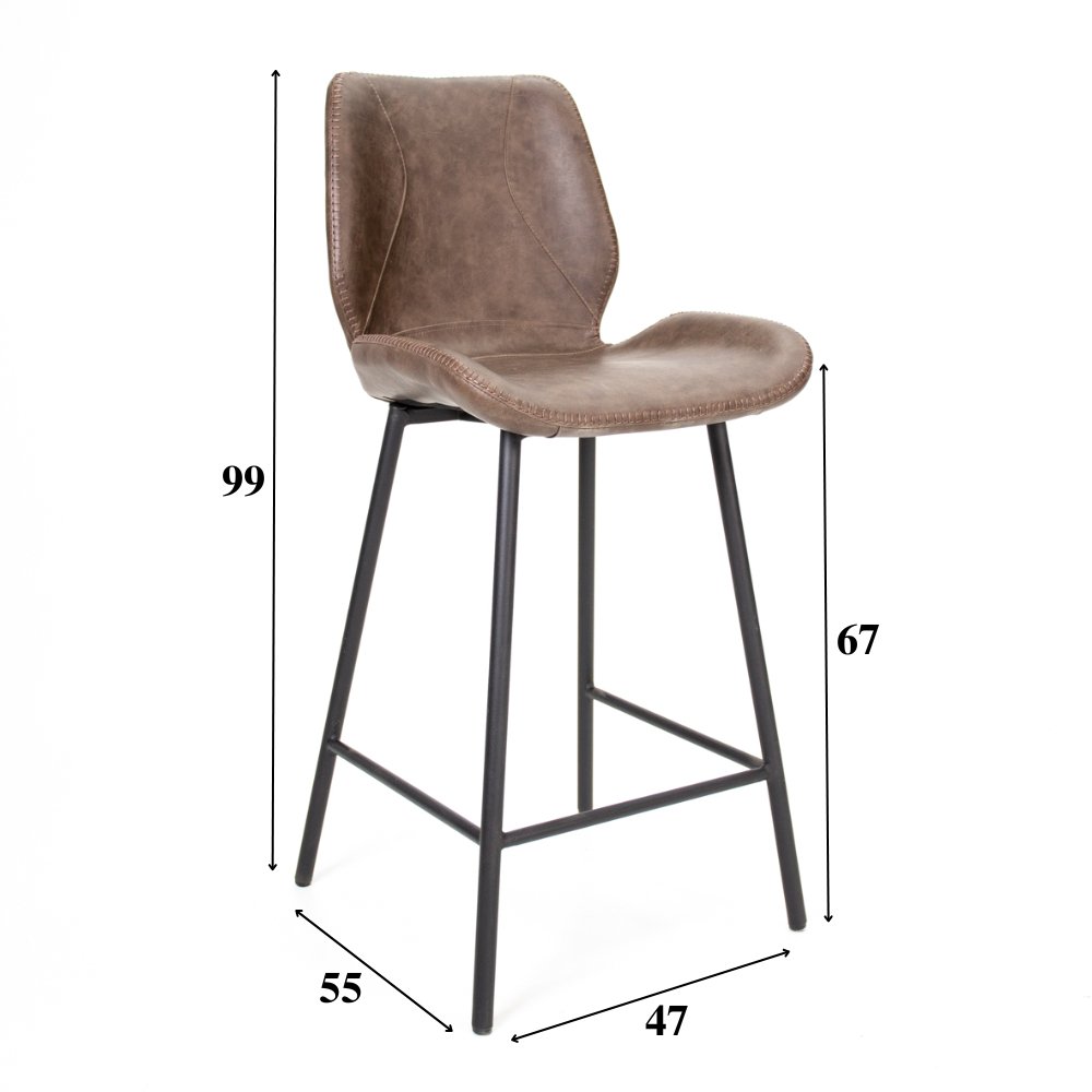 Barhocker Schönes Kunstleder Dimehouse Taupe LxBxH 84x54x52 Kunstleder Weiße Fotogrößenangabe