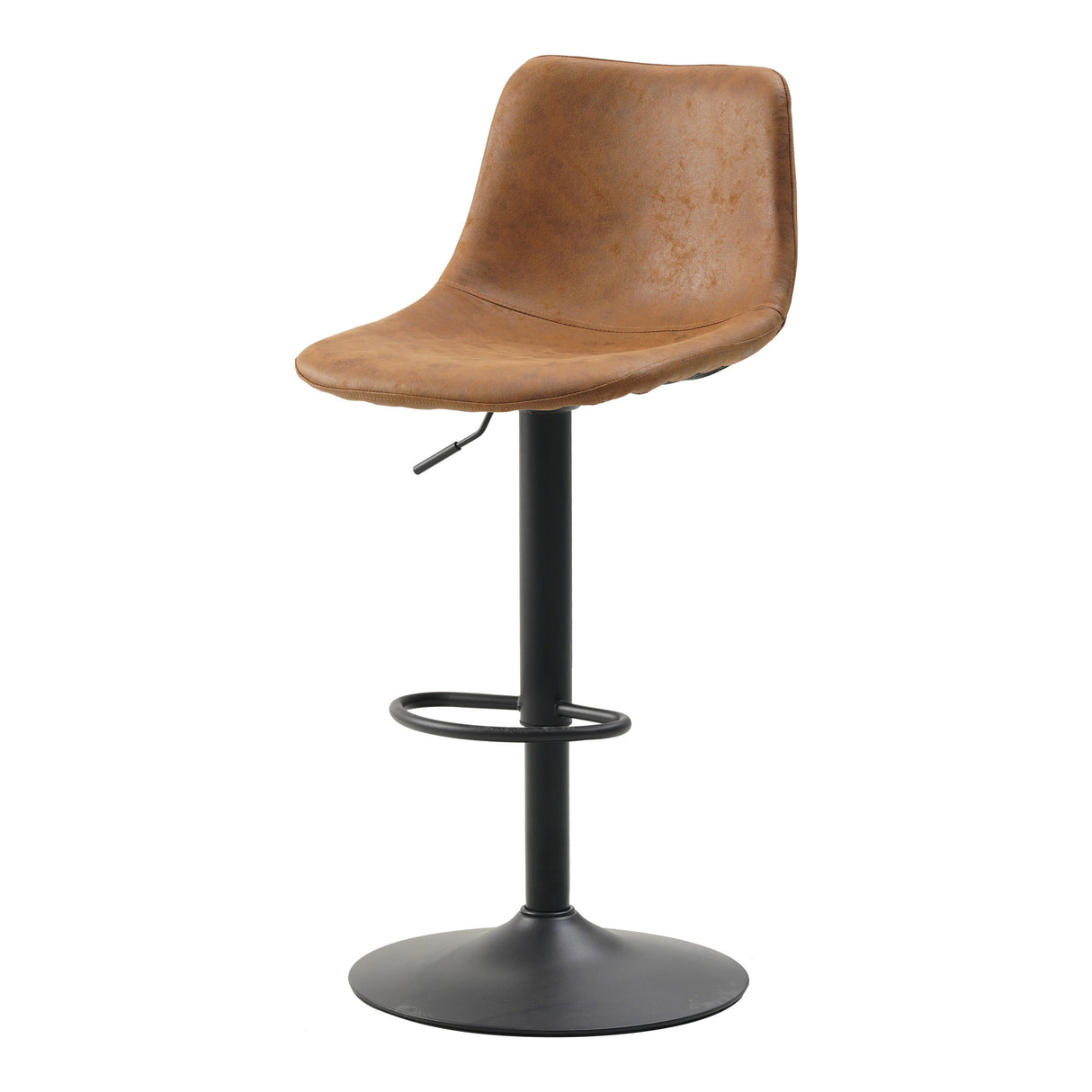 Barhocker Boran Dimehouse Cognac LxBxH 55x54x53 Öko-Leder Weißes Foto diagonale Vorderansicht