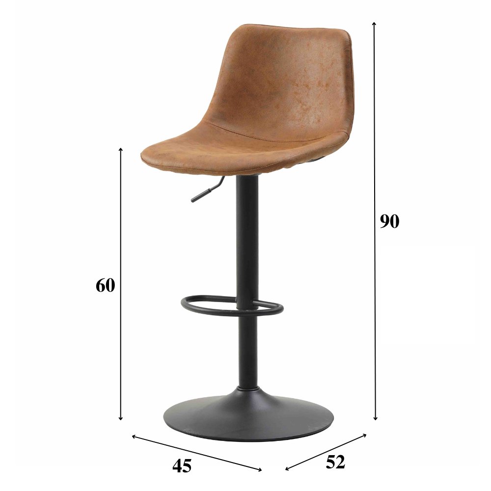 Barhocker Boran Dimehouse Cognac LxBxH 55x54x53 Öko-Leder Weiße Fotogrößenangabe