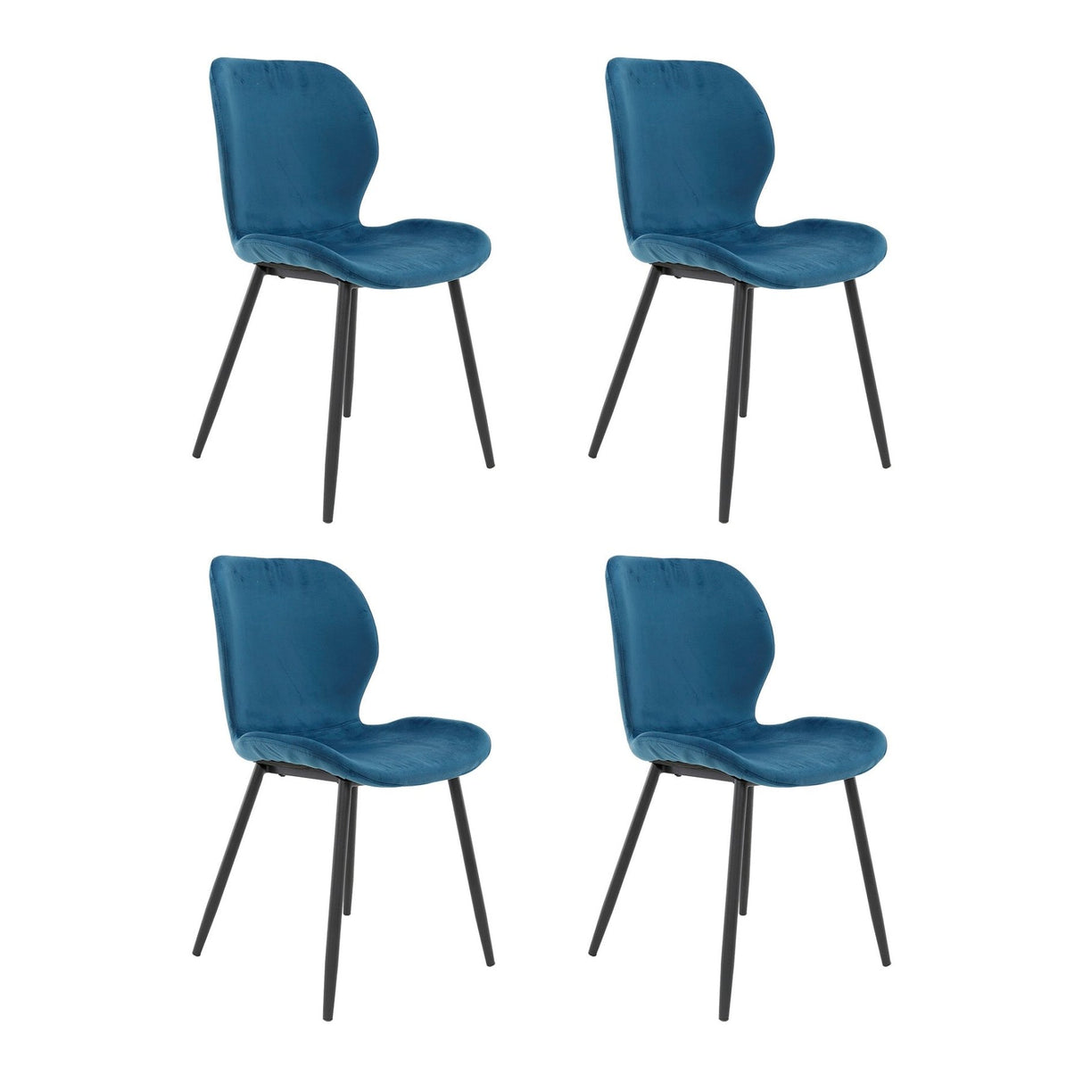 Set von 4 Esszimmerstühlen Argo Velours blau