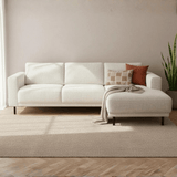 Modernes Ecksofa Rechts Beige Stoff Aniko mit Chaiselongue 238x142x78 cm