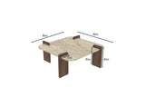 Afrolli Couchtisch Travertin-Optik Walnuss 90x90 Travertin-Optik und Walnuss Melaminbeschichteter Holzverbundstoff
