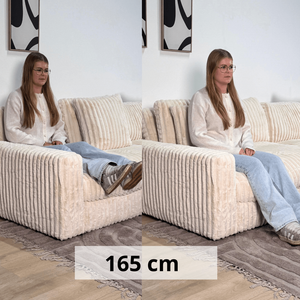 3-Sitzer-Ecksofa XXL Beige Geripptes Sofa Nia