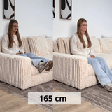 3-Sitzer-Ecksofa XXL Beige Geripptes Sofa Nia