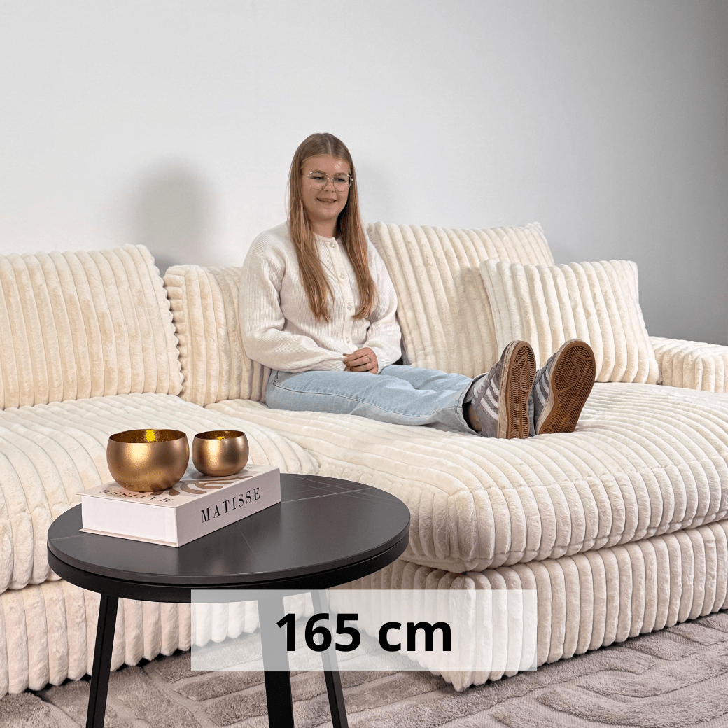 3-Sitzer-Ecksofa XXL Beige Geripptes Sofa Nia