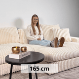 3-Sitzer-Ecksofa XXL Beige Geripptes Sofa Nia