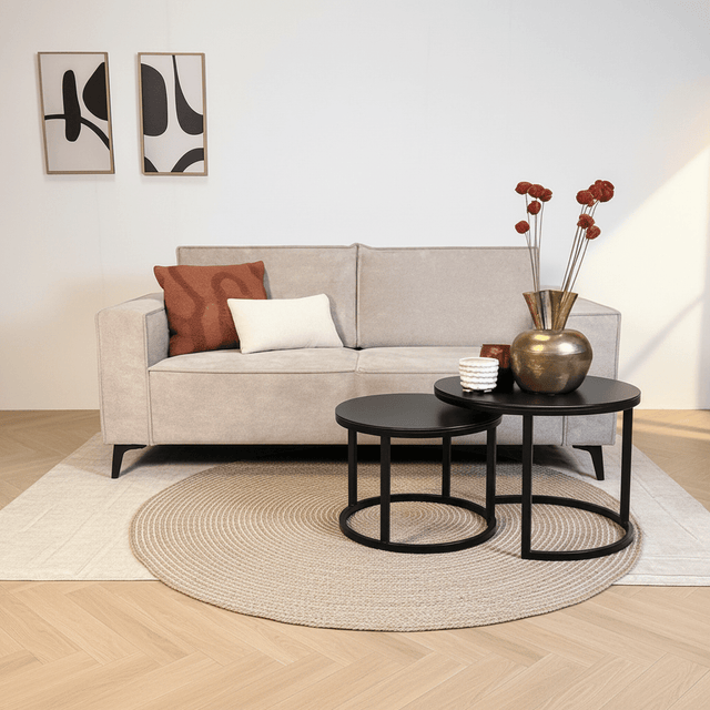 2-zits losse dikke rugkussens grijs chenille Yara