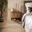 Nachttische-Nachttisch Ridge schwebend mit offenem Sandkasten Mangoholz 40x35x30 cm -Dimehouse