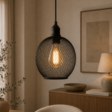 Hanglamp zwart Metaal – Gaas structuur - 19 cm - 1-lichts – Hudson