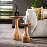 Acacia Druppel Bijzettafel Set van 2 30x30x45 cm