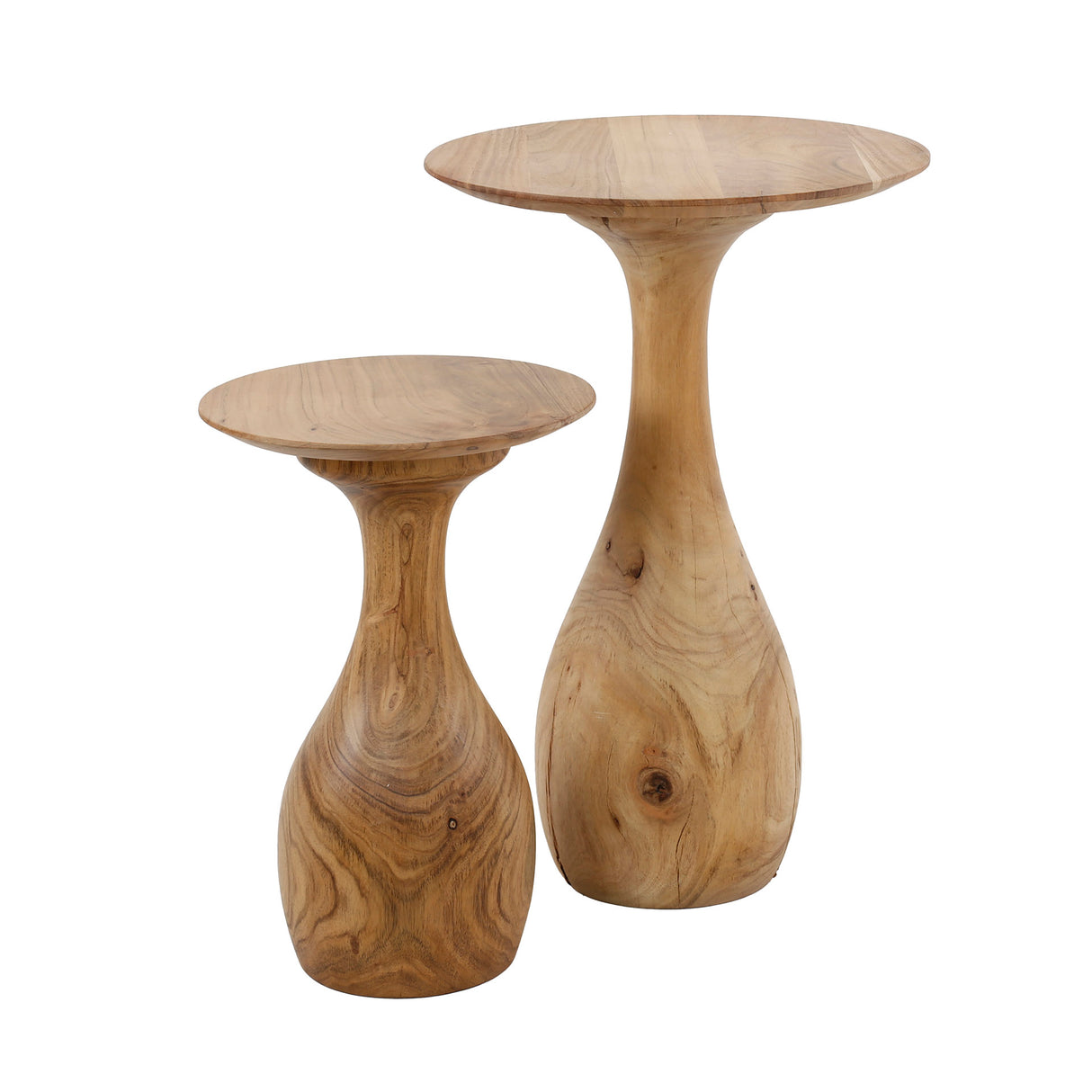 Acacia Druppel Bijzettafel Set van 2 30x30x45 cm