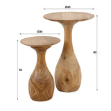 Acacia Druppel Bijzettafel Set van 2 30x30x45 cm