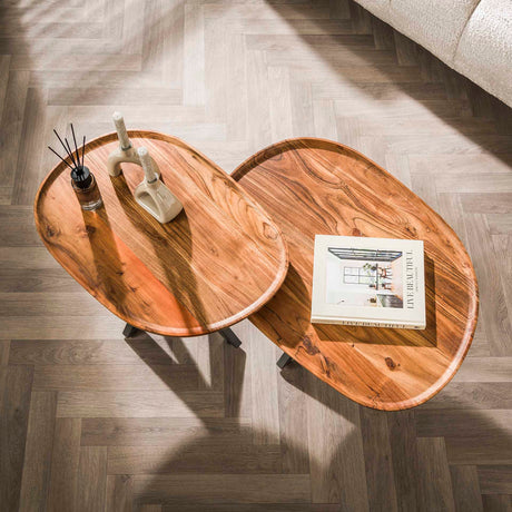 Luna Salontafel Set Ø70 & Ø48 Massief acacia