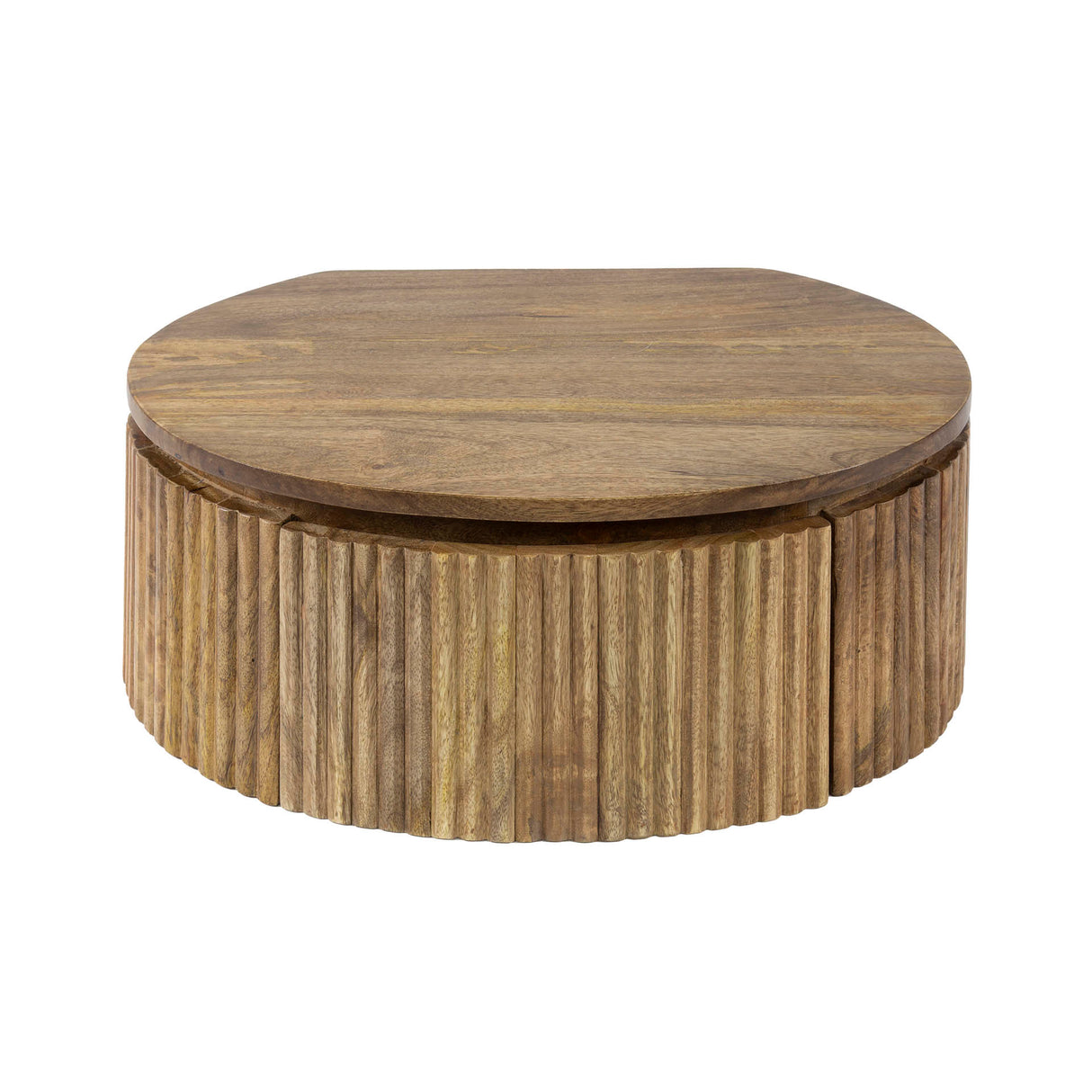 Mango Nachttisch rund 1 Schublade - Sand 