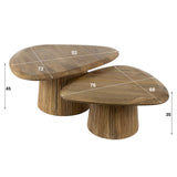 Mango Cove Driehoekige Salontafel Set van 2 Massief Mango Zand