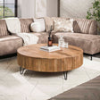 Couchtische - Rund Couchtisch Lio Mangoholz Ø120 cm Sandfarbe - Dimehouse