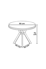 Mos Esstisch Marmoroptik oval 90 cm Weiße Marmoroptik mit goldfarbener 100 % lackierter Platte