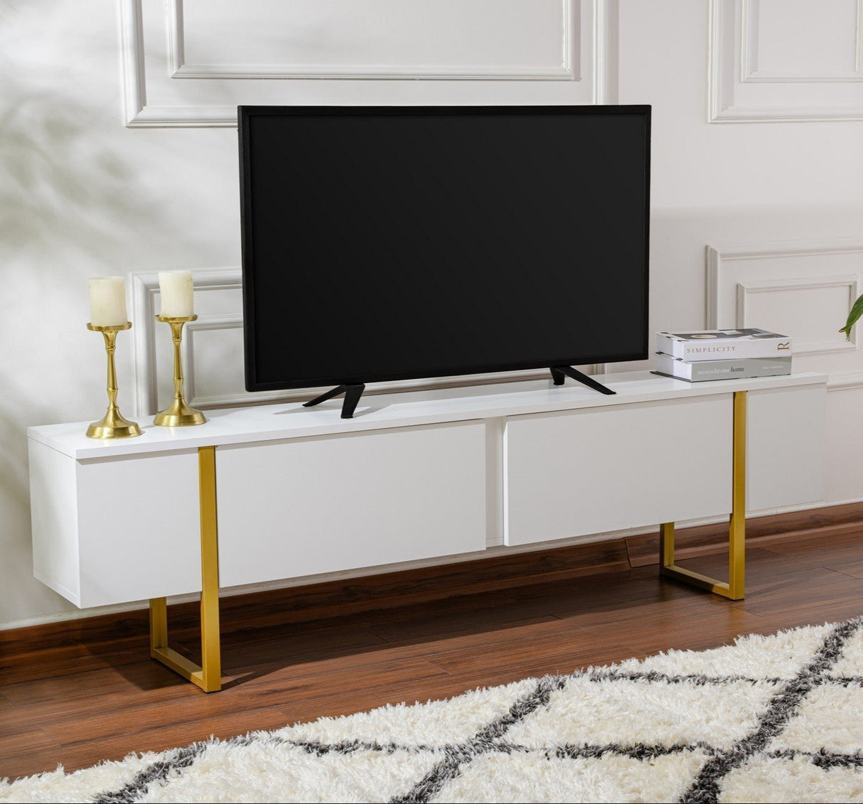 TV Meubel Wit Melamine Blitz 50x180x29,5 cm