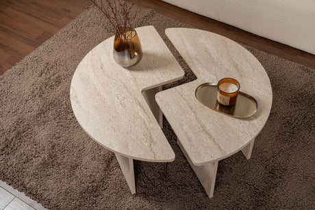 Couchtisch Set von 2 Travertin Maira - Melamin 