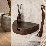 Schwebende Halbrunde Nachttische Set 2 – Akazie 