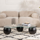 Salontafel Niervorm Organisch - Glas - Zwart Frame 120x70 cm