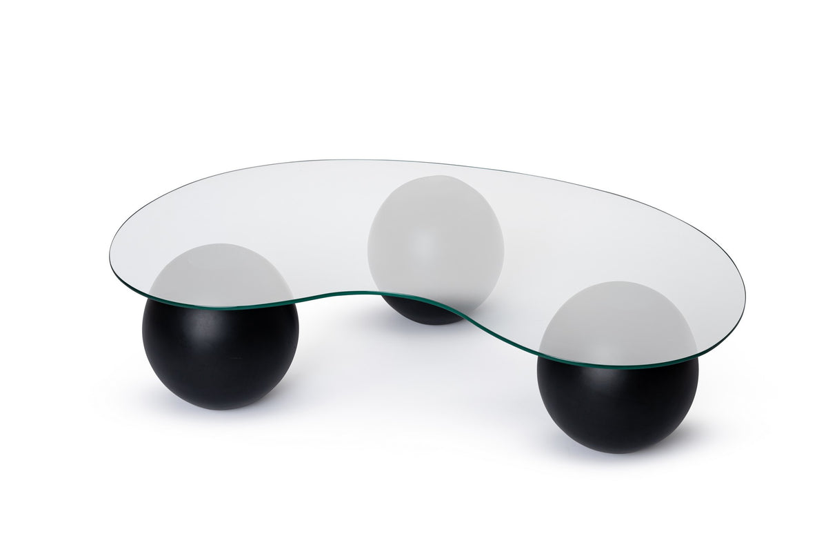 Salontafel Niervorm Organisch - Glas - Zwart Frame 120x70 cm