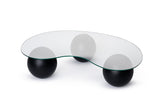 Salontafel Niervorm Organisch - Glas - Zwart Frame 120x70 cm