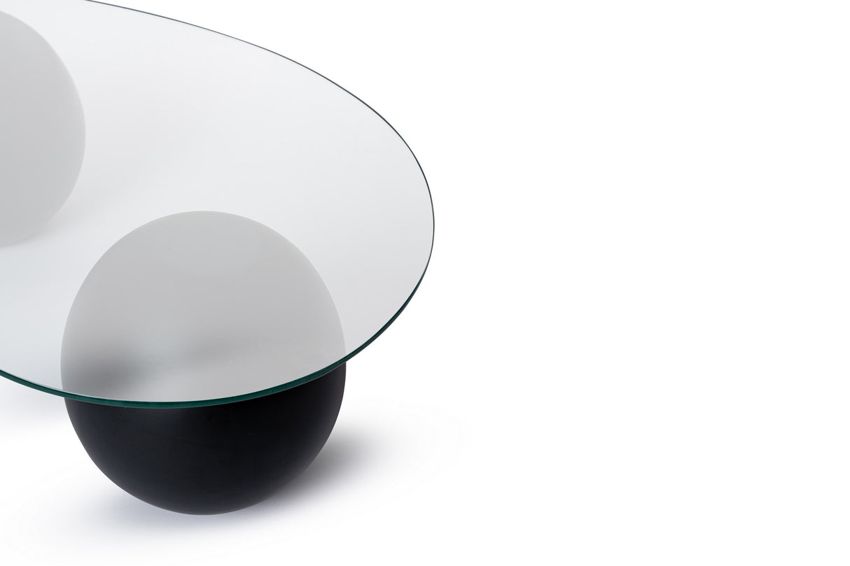 Salontafel Niervorm Organisch - Glas - Zwart Frame 120x70 cm