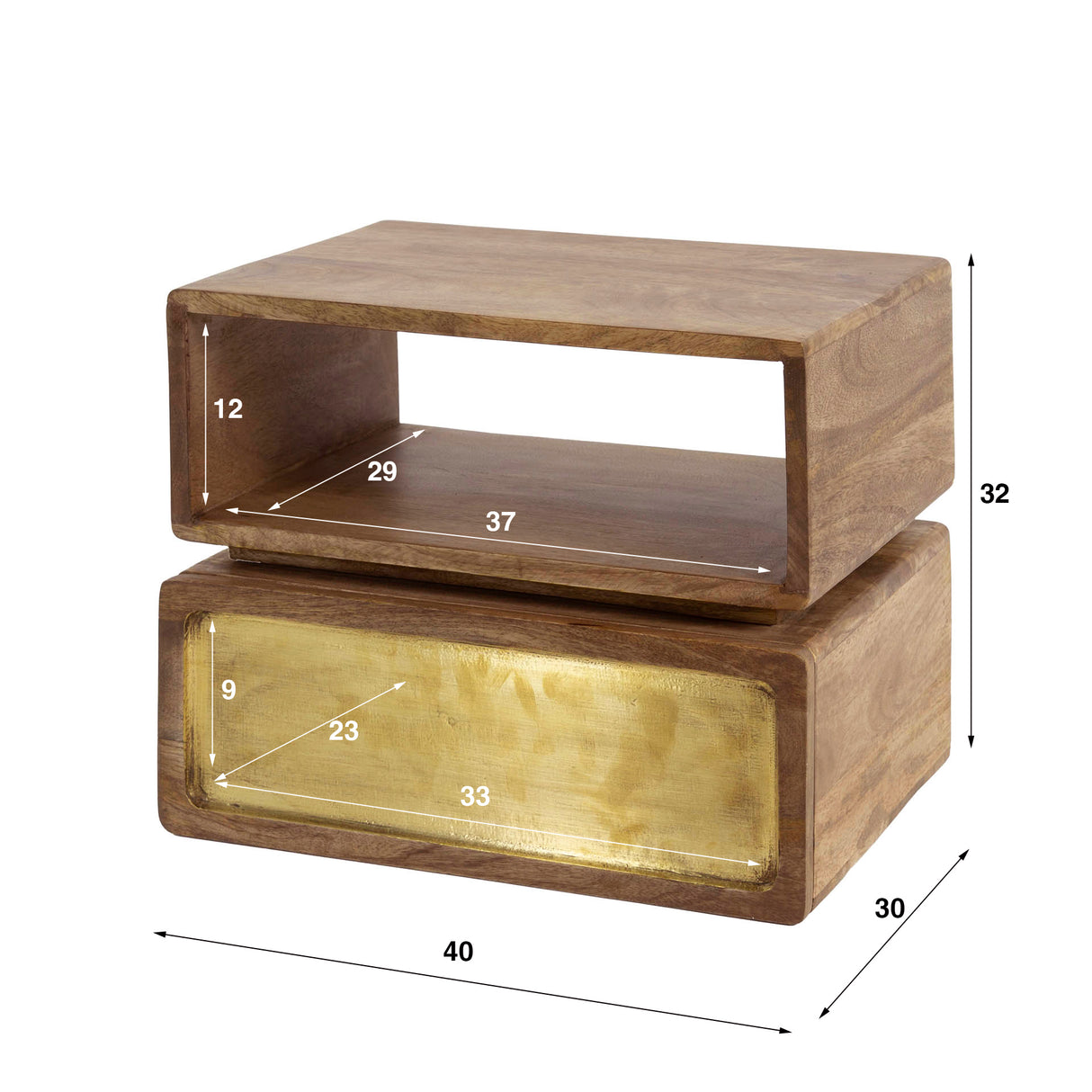 Solano Nachtkastje 1 lade Mangohout Zand met brass knop