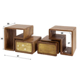 Solano Set van 2 Nachtkastjes Massief Mango Zand Brass