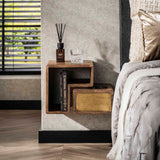 Solano Set von 2 Nachttischen Massiv Mango Sand Messing 