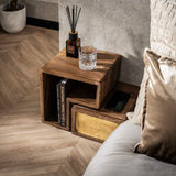 Solano Set von 2 Nachttischen Massiv Mango Sand Messing 