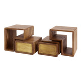 Solano Set van 2 Nachtkastjes Massief Mango Zand Brass