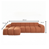 Ecksofa mit Lounge-Kupfer-Bouclé-Stoff – Streifen – links – Brix