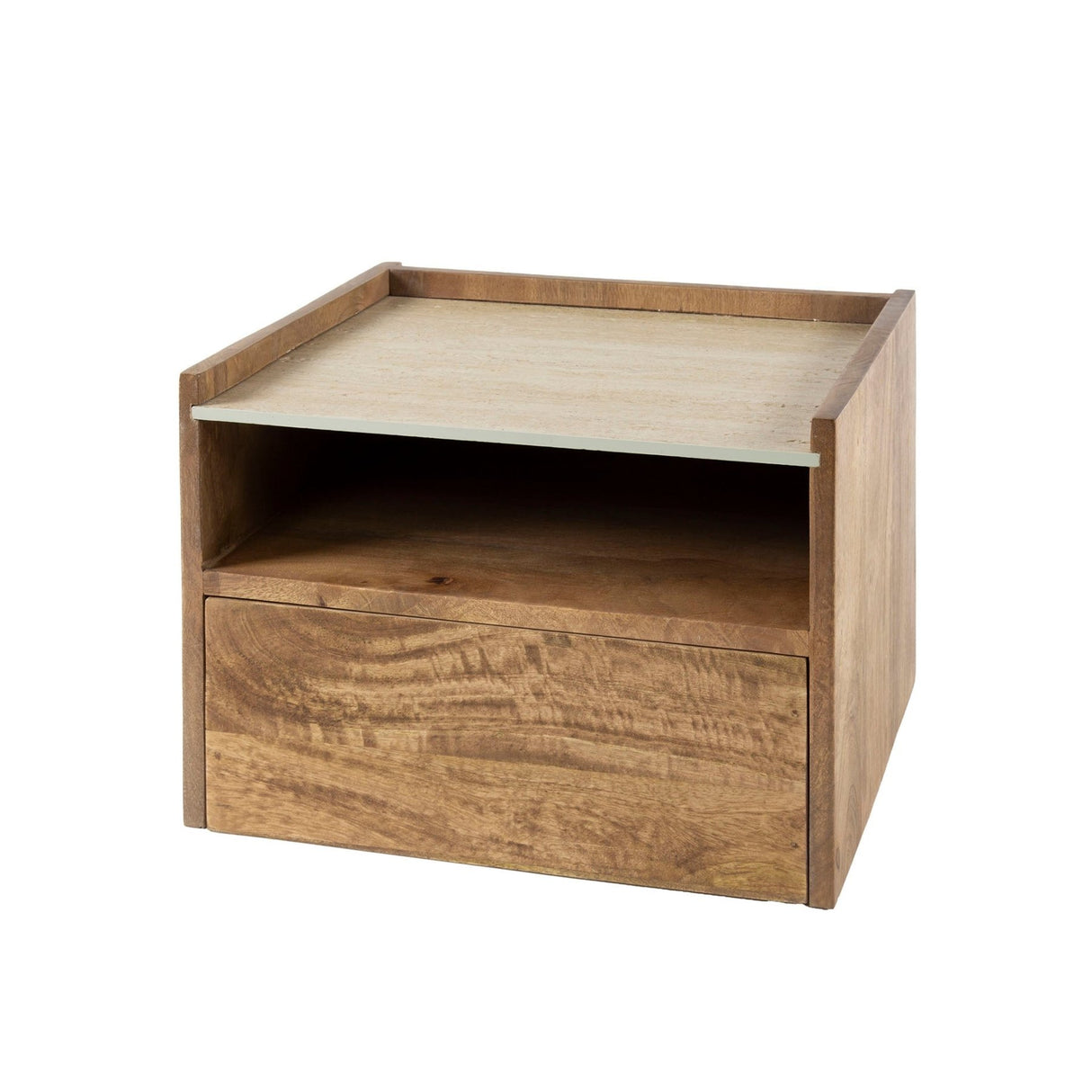 Orto Hängender Nachttisch 1 Schublade 1 Fach Mangoholz Keramik 