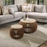 Vento Curve Salontafel Ø75 massief mango zand set van 2