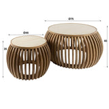 Vento Curve Salontafel Ø75 massief mango zand set van 2