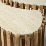 Vento niervormige salontafel set van 3 travertin massief mango zand