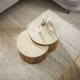 Vento Halfrond Salontafel Set Ø60 Massief Mango Zand