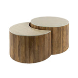Vento Halfrond Salontafel Set Ø60 Massief Mango Zand