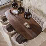 Eettafels - Deens ovale eettafel walnoot bruin massief acaciahout Tavon 215x105 cm - Dimehouse