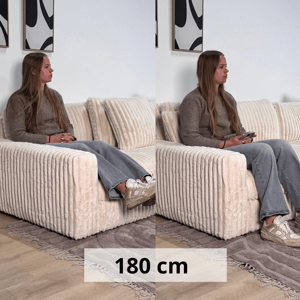 3-Sitzer-Ecksofa XXL Beige Geripptes Sofa Nia