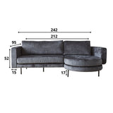 Sofa Bella Dimehouse Anthrazit LxBxH 138x98x55 Stoff Weiß Fotogrößenangabe