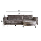 Sofa Bella Dimehouse Grau LxBxH 138x98x55 Stoff Weiß Fotogrößenangabe