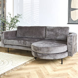 Sofa Bella Dimehouse Grau LxBxH 138x98x55 Stoff Stimmungsvolles Foto diagonal von vorne