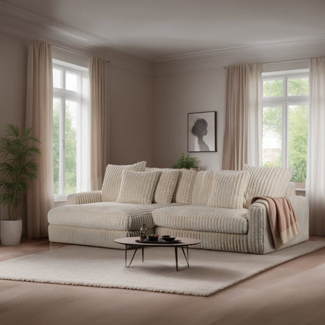 Sofa Nia DH Interior Beige Ambientefoto schräge Vorderansicht