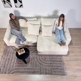 3-Sitzer-Ecksofa XXL Beige Geripptes Sofa Nia