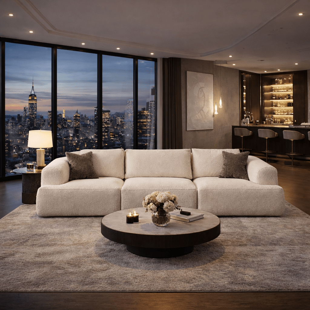 Banken - 3 - zitsbank Grande – Wit Bouclé – 290 cm – Como - Dimehouse