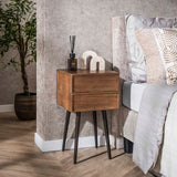 Nachttisch Lio – Acacia Drift Brown – 2 Schubladen 