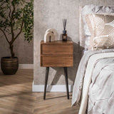 Nachttisch Lio – Acacia Drift Brown – 2 Schubladen 